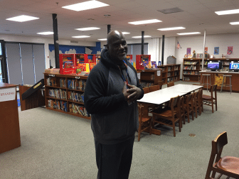 Unidos parent, PTA president, and volunteer cafeteria monitor Tony McCreary.