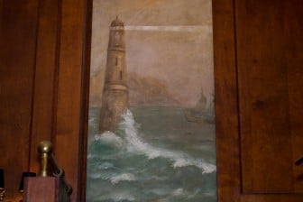 The lighthouse is just one of the Impressionist-style paintings that make up the Bright Star mural. Staff said they had no idea the lighthouse light was even shining.