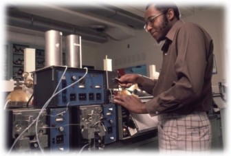 Dr. Willie May works in a Maryland lab during his early days with the National  Institute for Science and Technology. 