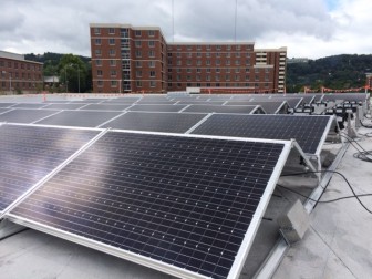 Closer view of the solar panels. These will produce roughly 10 percent of the Rec Center's daily power usage. 