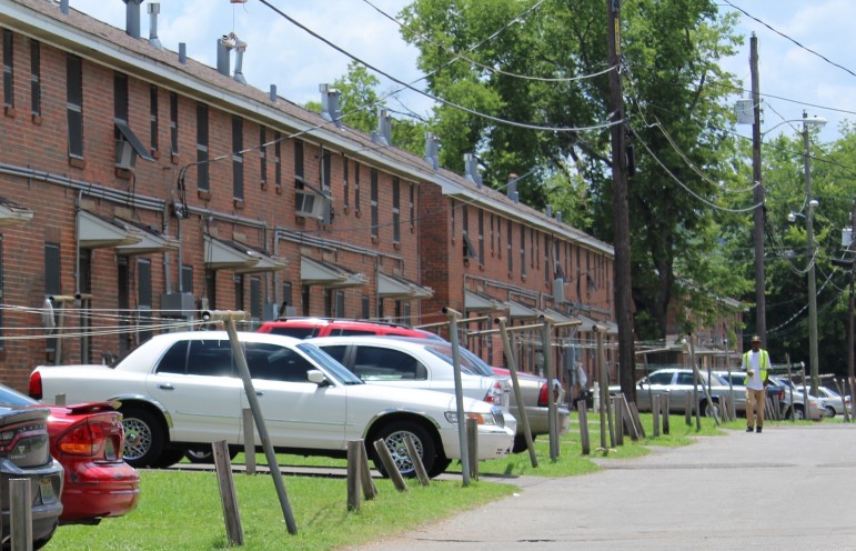 "Barrack-style" apartments line the streets at Loveman Village.  