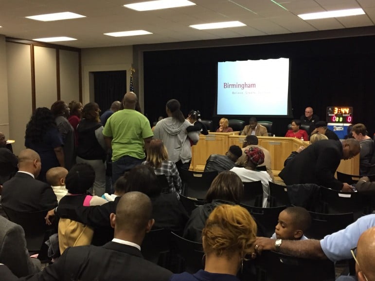 Supporters of the iBestow charter school in front of the Birmingham school board, which is one of few local boards in the state that signed up to be charter "authorizers." Though iBestow  supporters and STAR Academy supporters were en masse, neither charter was not authorized.  