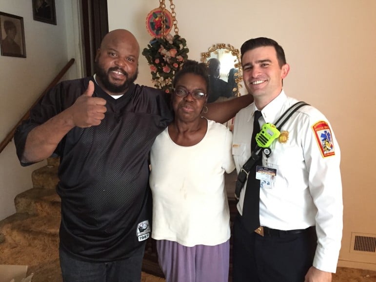 Toby and Mary Burke of Ensley express appreciation for Lt. Thompson helping Mary feel better and keeping her out of the hospital.