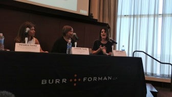 Kristen Julbert speaks at a Tech Birmingham panel regarding women in leadership. 