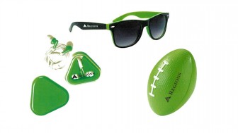 Regions bank sensory bags include earbuds, sunglasses and a stress ball.  